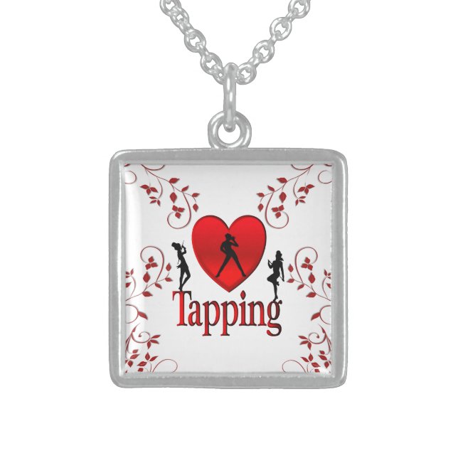 I Heart Tap Dance Sterling Silver Necklace (Front)