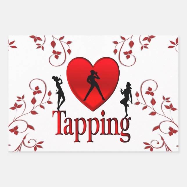 I Heart Tap Dance Wrapping Paper Sheets (Front 3)
