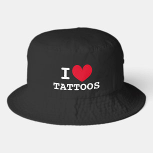 I heart tattoos black bucket hat for ink lover