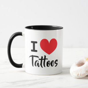 I heart tattoos coffee mug for tattoo lover