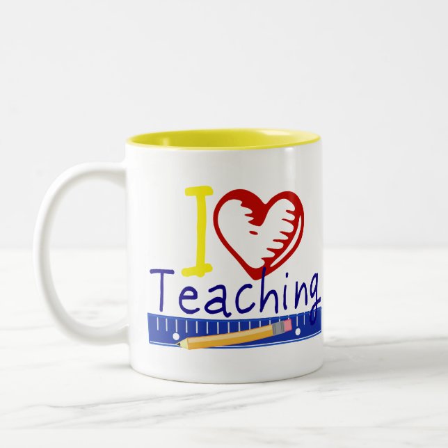 I (Heart) Teaching Two-Tone Coffee Mug (Left)