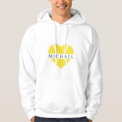 I Heart Tennis Love Player Coach Name Yellow Ball Hoodie