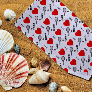 I heart tennis -pattern  beach towel