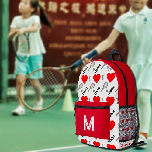 I heart tennis _pattern  printed backpack