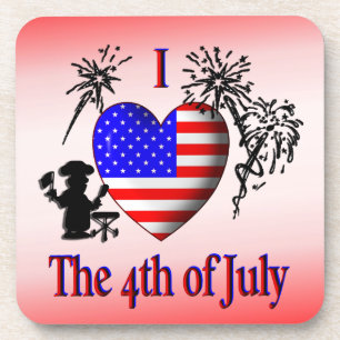 I Heart the 4th of July Cork Coasters