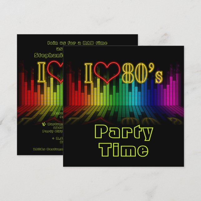 I Heart The 80s Soundwave Graphic Birthday Invitation (Front/Back)