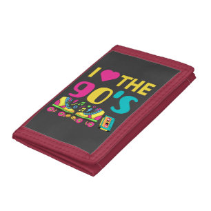 I Heart The 90 S, vintage retro 90s outfit Trifold Wallet
