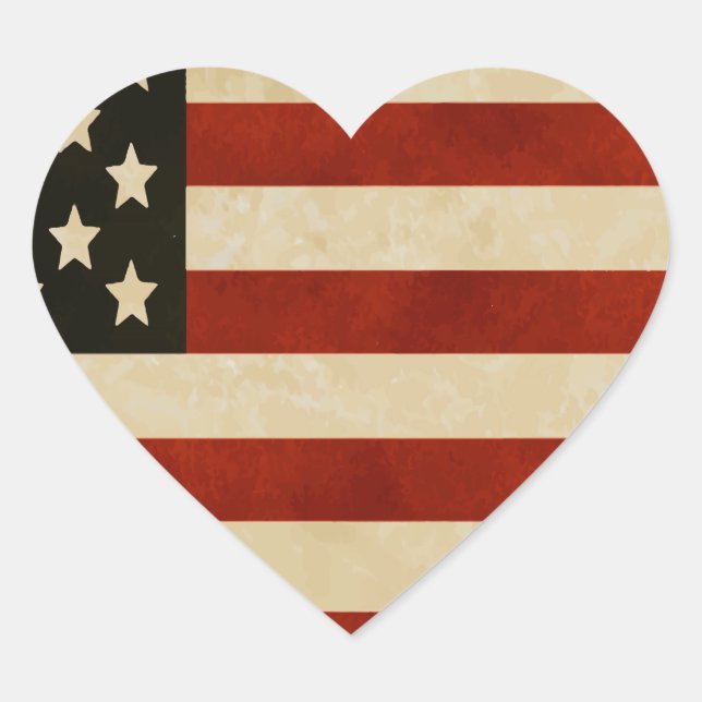 I Heart the American Flag Heart Sticker (Front)