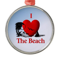 I Heart The Beach Christmas Ornaments