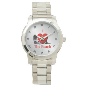 I Heart The Beach Silver Watch