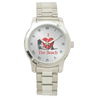 I Heart The Beach Silver Watch