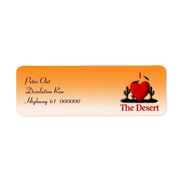 I Heart The Desert Label (Front)