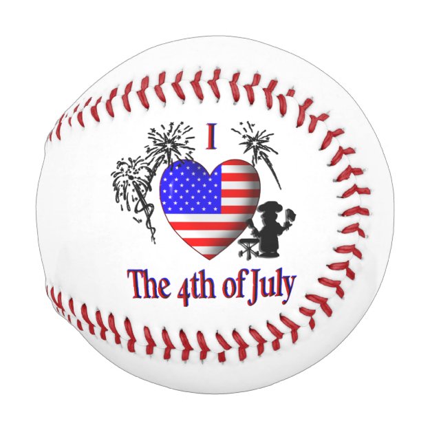 I Heart The Fourth of July Baseball