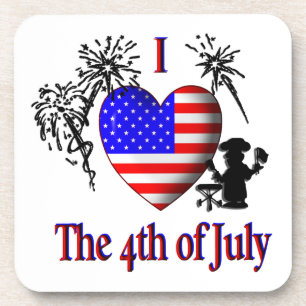 I Heart The Fourth of July Beverage Coaster