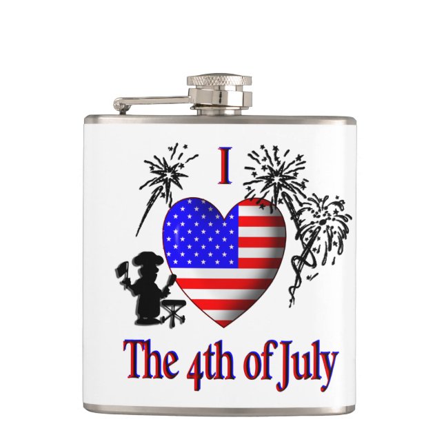 I Heart The Fourth of July Flask (Front)