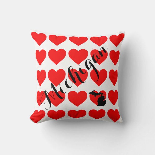 I heart the Great Lakes, Michigander, red hearts Throw Pillow (Front)