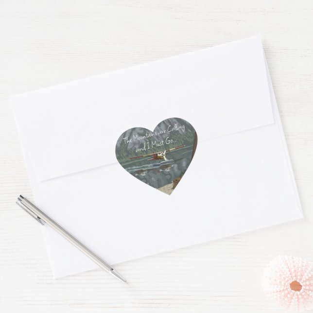 I Heart the Mountains and Seaplanes Sticker (Envelope)