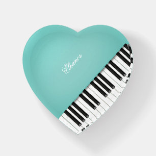 I Heart the Piano Aqua Custom Name or Quote Paperweight