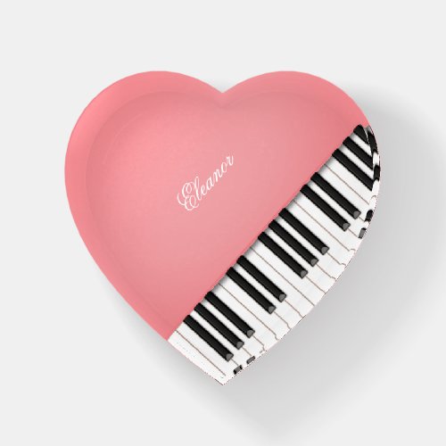 I Heart the Piano Pink Piano Custom Name or Text Paperweight