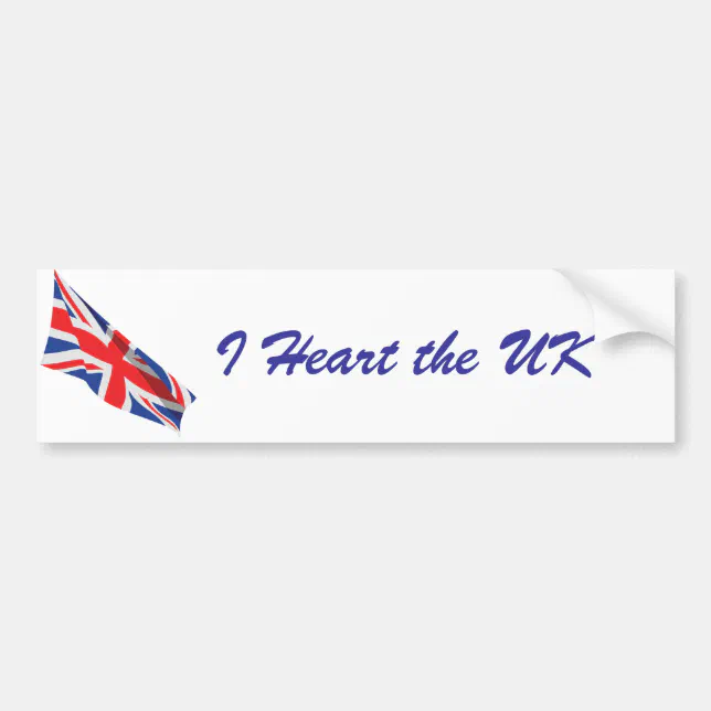 I Heart the UK/Union Jack Flag Bumper Sticker | Zazzle