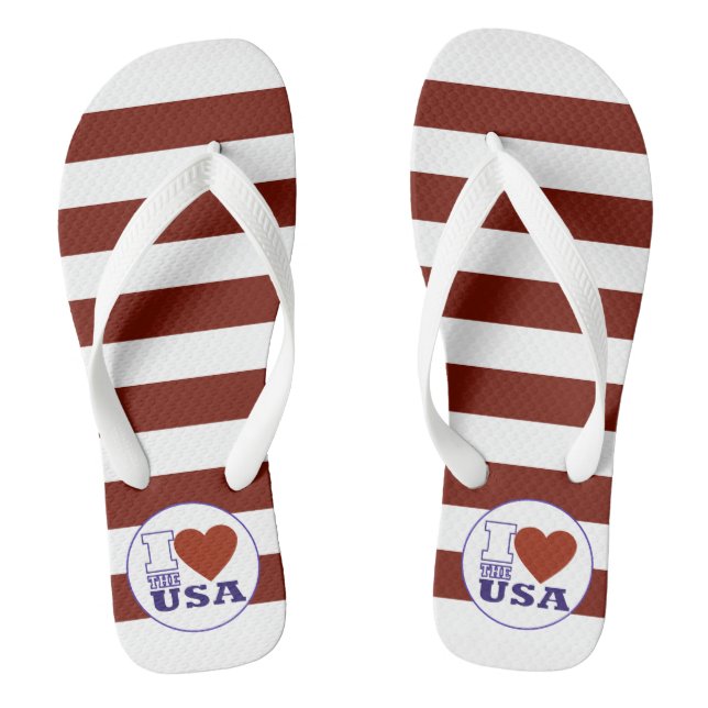 I "Heart" The USA Flip Flops (Footbed)