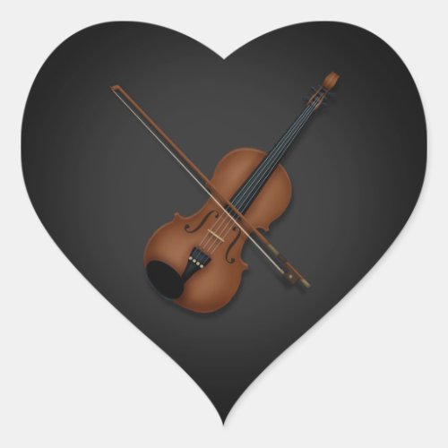 I Heart the Violin Charming Classical Music Black Heart Sticker