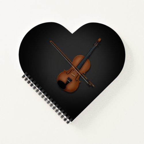 I Heart the Violin Charming Classical Music Black Notebook