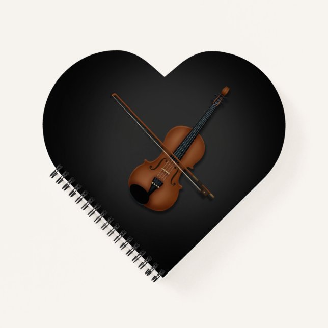 I Heart the Violin Charming Classical Music Black Notebook (Front)
