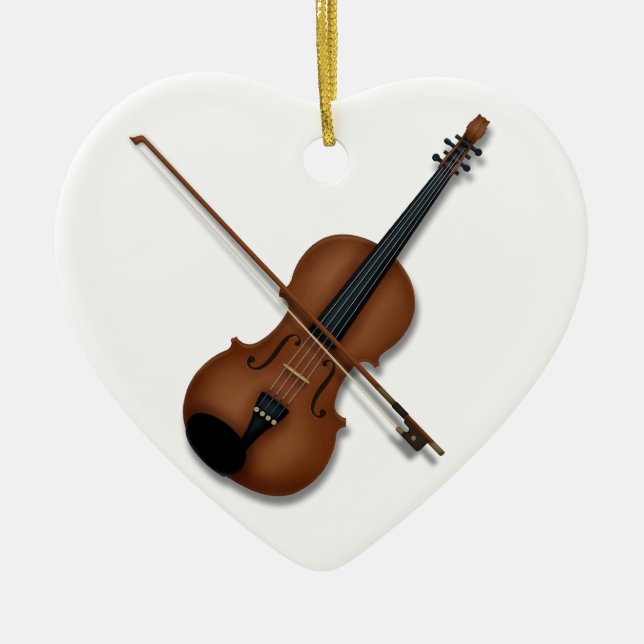 I Heart the Violin Charming Musical Instrument  Ceramic Ornament (Front)