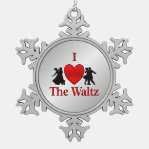 I Heart The Waltz Pewter Snowflake Ornament