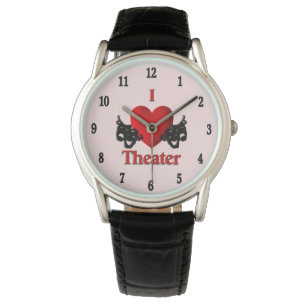 I Heart Theater Black Numbers Pink Watch