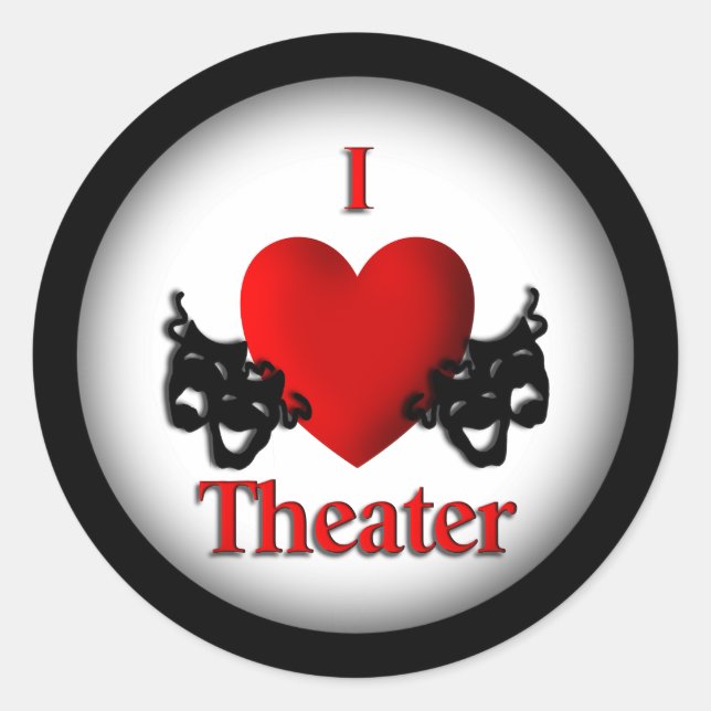 I Heart Theater Classic Round Sticker (Front)