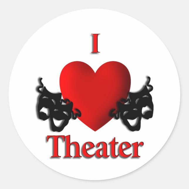 I Heart Theater Classic Round Sticker (Front)