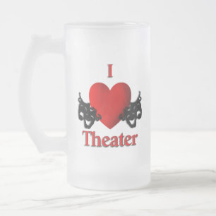I Heart Theater Frosted Glass Beer Mug