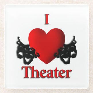 I Heart Theater Glass Coaster