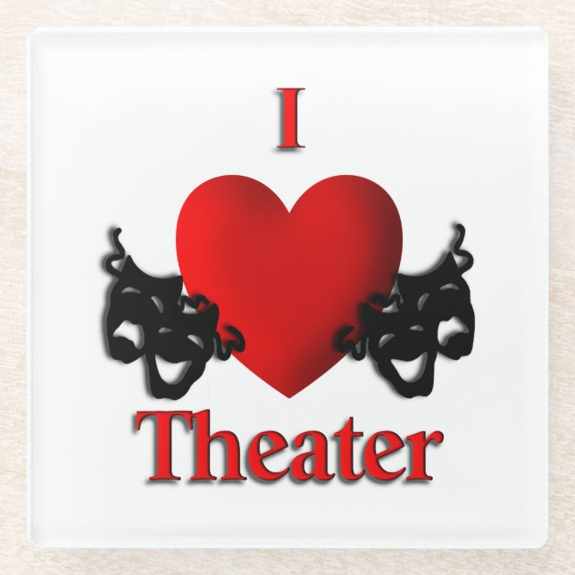 I Heart Theater Glass Coaster (Front)