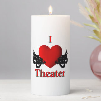 I Heart Theater Pillar Candle