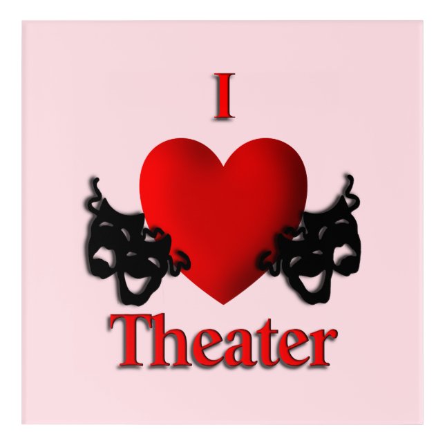 I Heart Theater Pink Acrylic Print (Front)