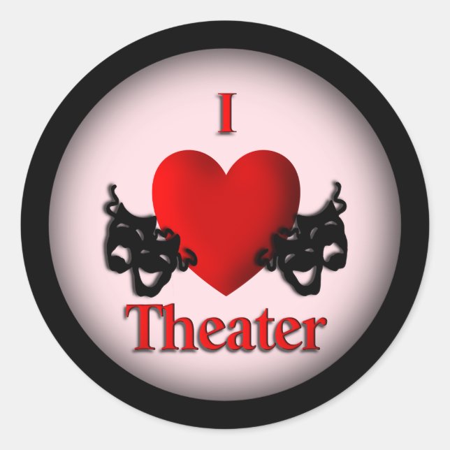 I Heart Theater Pink Classic Round Sticker (Front)