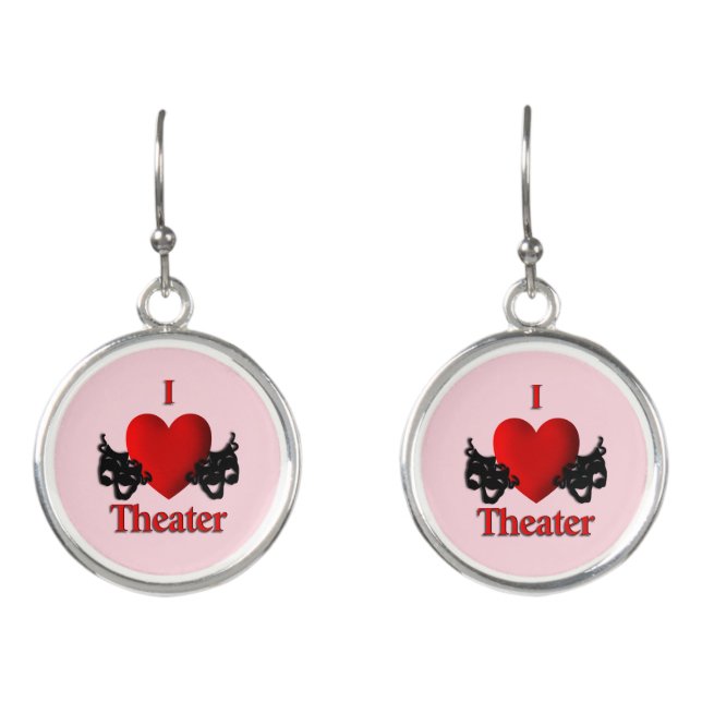 I Heart Theater Pink Earrings (Front)