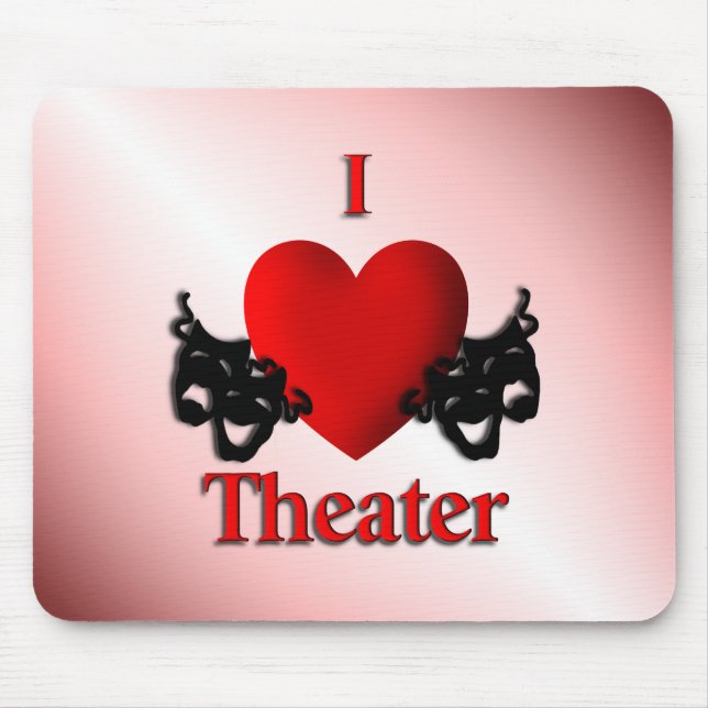 I Heart Theater Pink Mouse Pad (Front)