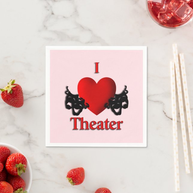 I Heart Theater Pink Napkins (Insitu)