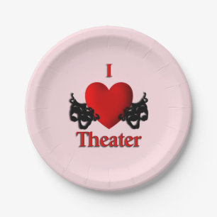I Heart Theater Pink Paper Plates
