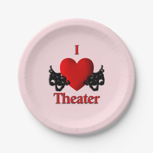 I Heart Theater Pink Paper Plates (Front)