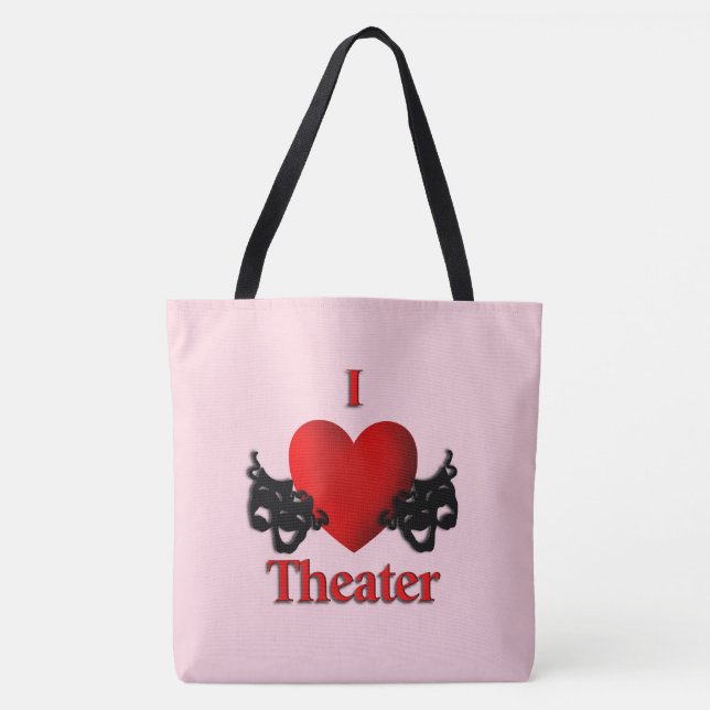 I Heart Theater Pink Tote Bag (Front)