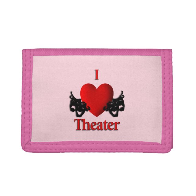 I Heart Theater Pink Trifold Wallet (Front)