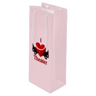 I Heart Theater Pink Wine Gift Bag