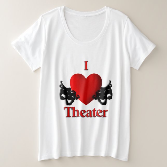 I Heart Theater Plus Size T-Shirt (Design Front)