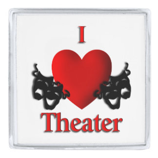 I Heart Theater Silver Finish Lapel Pin