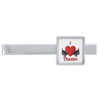 I Heart Theater Silver Finish Tie Bar
